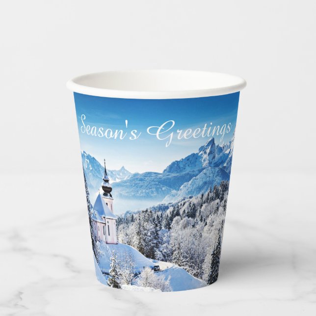Vasos De Papel Escena de invierno personalizada  (Anverso)