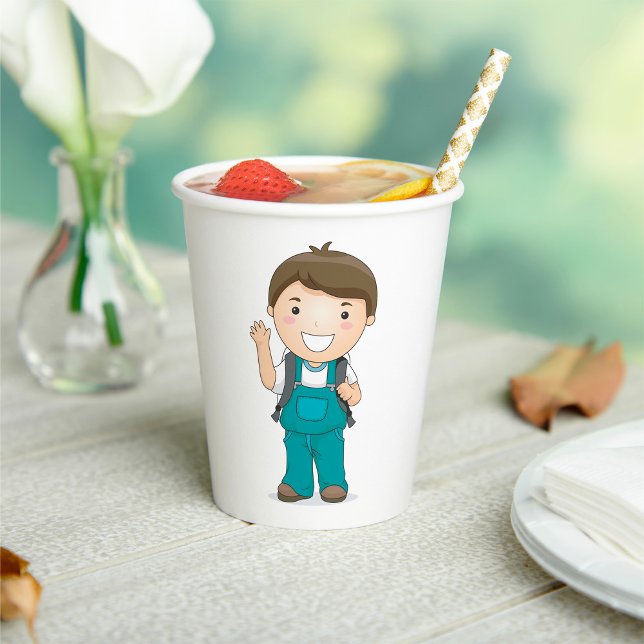 Vasos De Papel Escolar sonriente con mochila (Subido por el creador)
