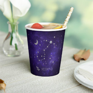 Vasos De Papel Escorpio púrpura zodiaco   Horoscopio Astrológico 