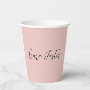 Vasos De Papel Escritura a mano clásica Nombre elegante Rosa Oro
