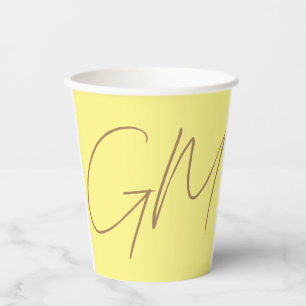 Vasos De Papel Escritura a mano Monograma Iniciales Profesional M