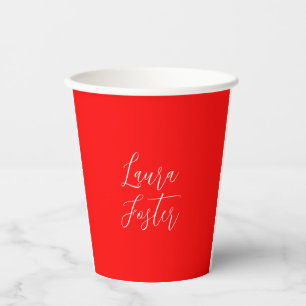 Vasos De Papel Escritura a mano Nombre elegante Llanura de color 