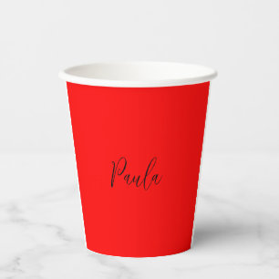 Vasos De Papel Escritura a mano Nombre elegante Llanura de color