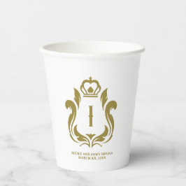 Vasos De Papel Escudo de oro monogramado taza de papel