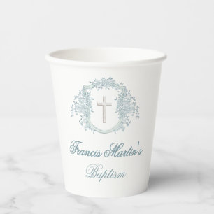 Vasos De Papel escudo floral Bautismo