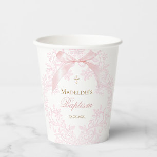 Vasos De Papel escudo rosa de color de agua Bautismo