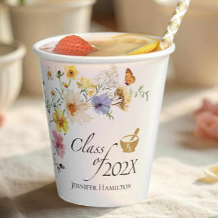 Vasos De Papel Escuela de Farmacia de Flores Silvestres Clase d