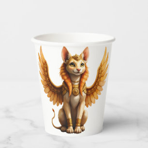 Vasos De Papel Esfinge De Gato Aguila Mística - Arte De Fantasía 