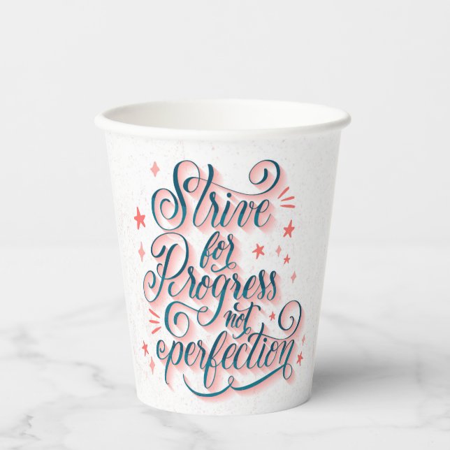 Vasos De Papel Esforzarse por el progreso (Anverso)