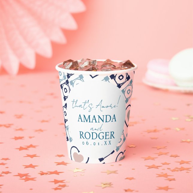 Vasos De Papel Eso es Amore Azulejos e Corazones italianos (in situ)