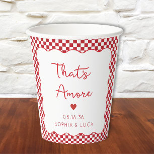 Vasos De Papel "Eso es más" Moda Boda italiano bajo control rojo