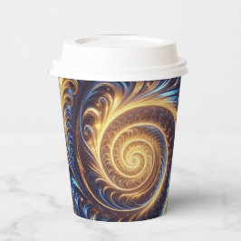 Vasos De Papel Espacio abstracto moderno Royal Blue and Gold Swir