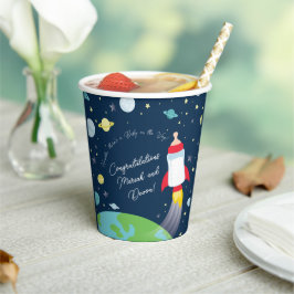 Vasos De Papel Espacio Ultraterrestre Baby Shower Botella Rocket 