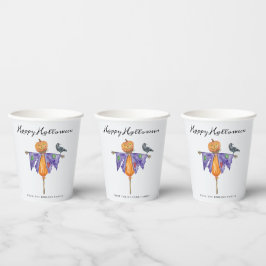 Vasos De Papel Espantapájaros de Halloween con Calabaza