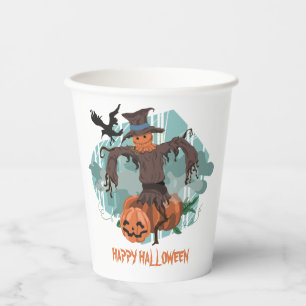 Vasos De Papel Espantapájaros y calabaza de Halloween
