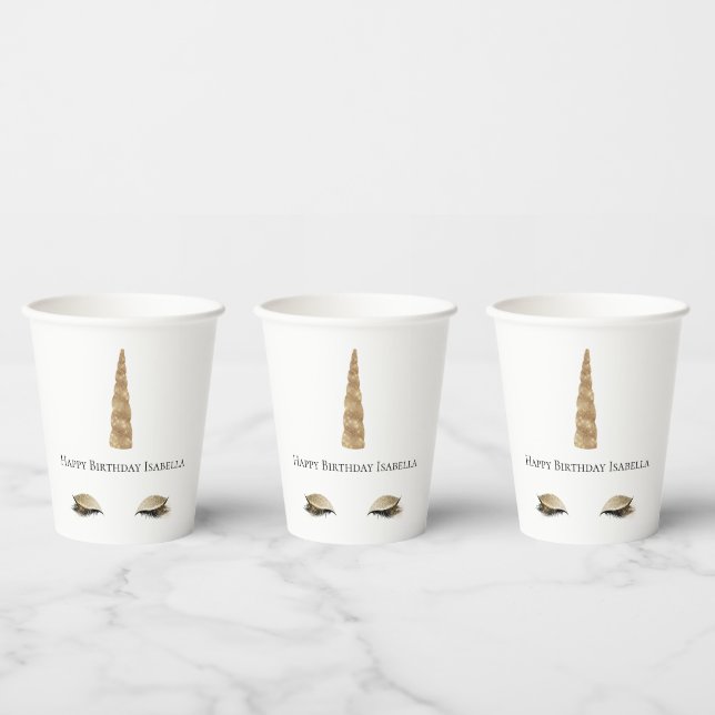 Vasos De Papel Esparkle Gold Glam Unicorn (Multi)