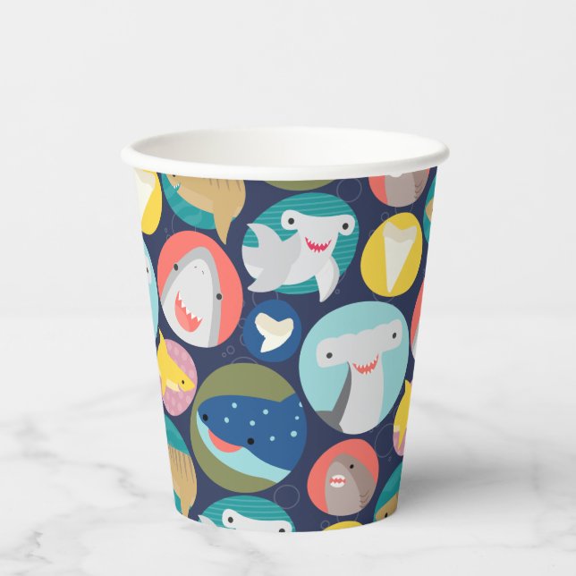 Vasos De Papel Especie de tiburón mate (Anverso)