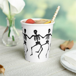 Vasos De Papel Espectacular Skeleton Black & White Halloween Pape
