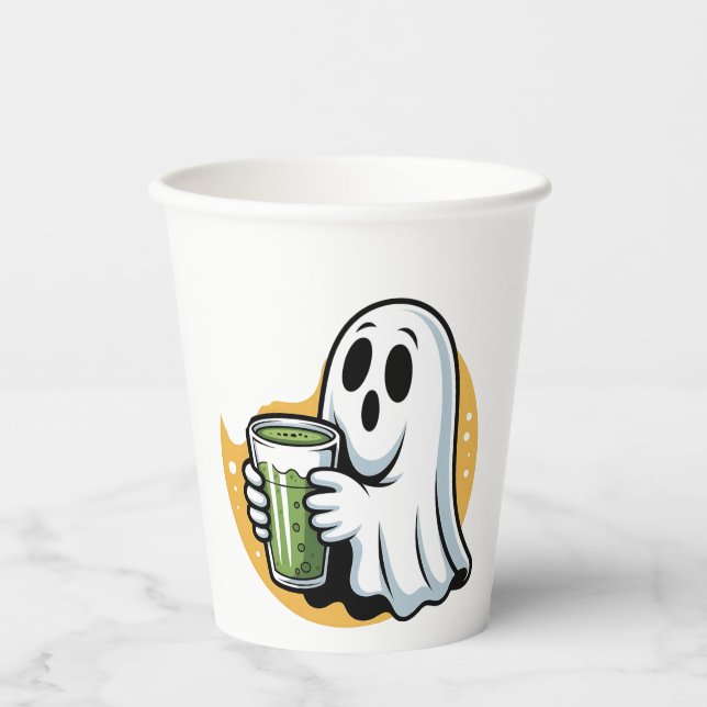 Vasos De Papel Espeluznante Beber Matcha Halloween (Anverso)