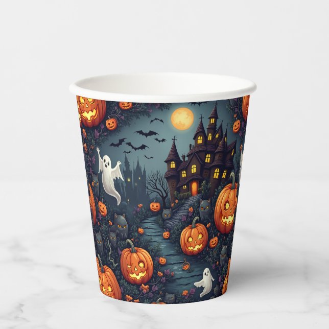 Vasos De Papel Espeluznante Copa de Papel Nocturno de Halloween (Anverso)