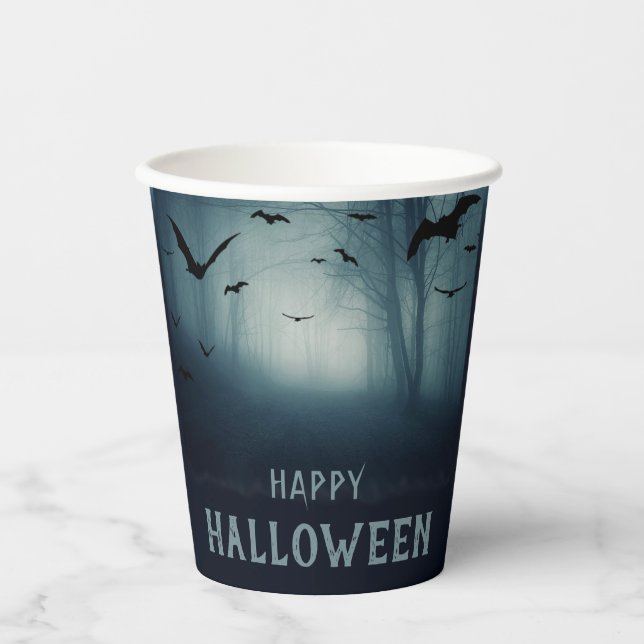 Vasos De Papel Espeluznante Fiesta de Halloween Forestal (Anverso)