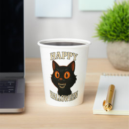 Vasos De Papel Espeluznante fiesta de Halloween para gatos negros