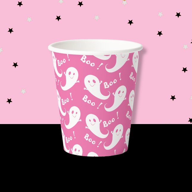 Vasos De Papel Espeluznante patrón fantasma lindo Halloween taza  (Spooky Cute Ghost Pattern Pink Halloween Paper Cup .)