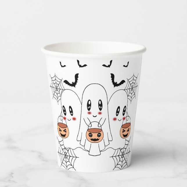 Vasos De Papel Espeluznante Personalizado de Kawaii Fantasma Hall (Reverso )