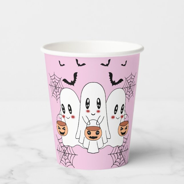 Vasos De Papel Espeluznante Personalizado de Kawaii Fantasma Hall (Reverso )