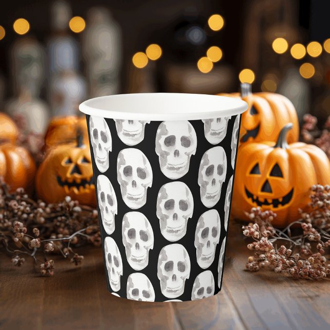Vasos De Papel Espinoso patrón blanco y negro|Feliz Halloween (Subido por el creador)