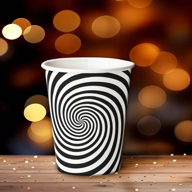 Vasos De Papel Espiral de hipnosis (These fun paper cups add a touch of optical illusion and mind-bending fun to any setting.)