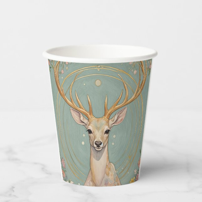 Vasos De Papel Espíritu suave: Un ciervo pastel (Anverso)