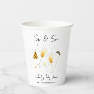 Vasos De Papel Espolvorear Sip y ver Baby Shower de vidrio de cha