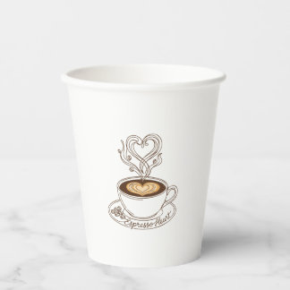Vasos De Papel Espresso Corazón Elegante – Arte Latte de Amante d