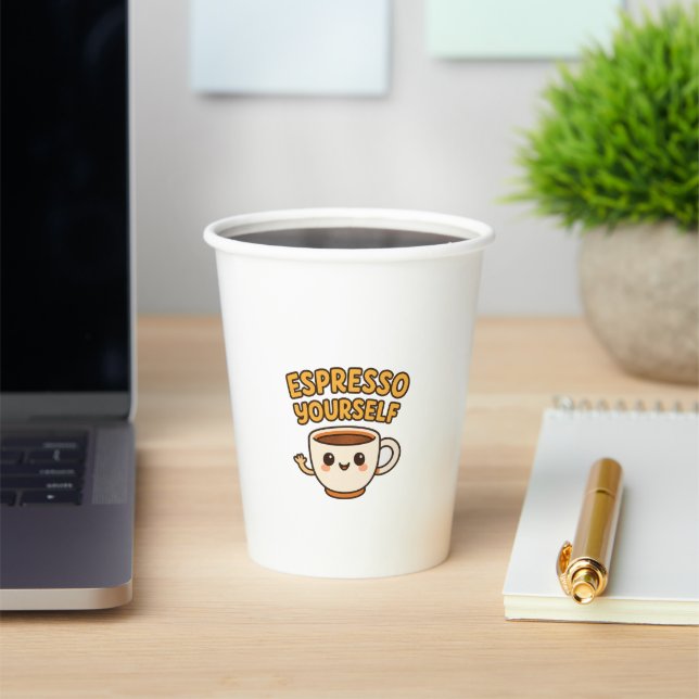 Vasos De Papel Espresso | Cute y divertida taza de papel para caf (in situ)
