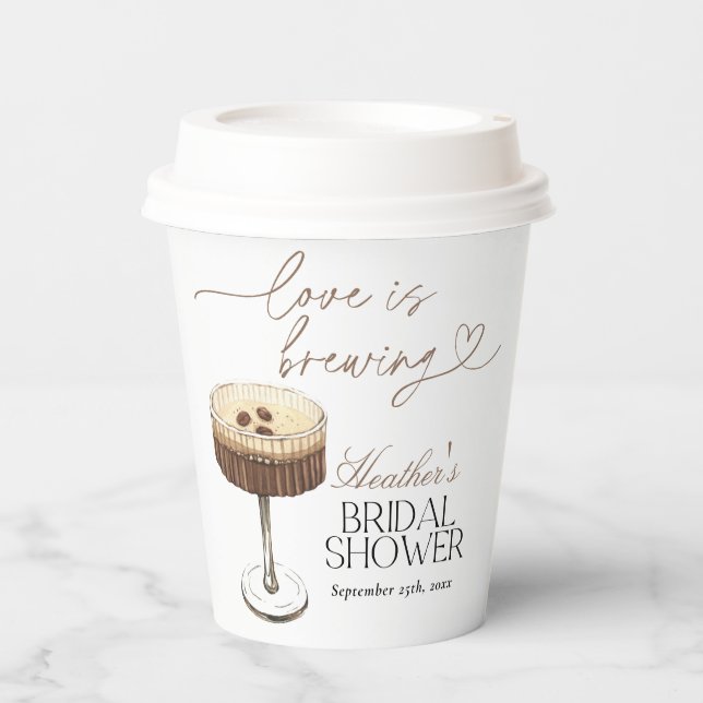 Vasos De Papel Espresso Martini Love Is Brewing Bridal Shower (Anverso)