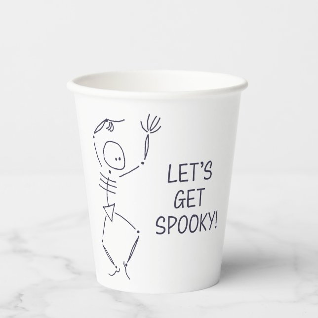 Vasos De Papel Esqueleto bailarín de Halloween - blanco (Anverso)