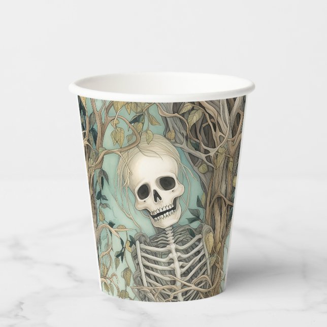 Vasos De Papel Esqueleto de Halloween vintage (Anverso)