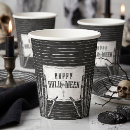 Vasos De Papel Esqueleto gótico vintage Feliz Halloween