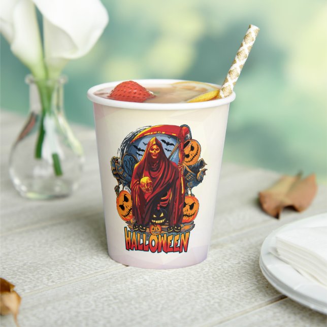 Vasos De Papel Esqueleto malvado de Halloween, Calabaza (in situ)