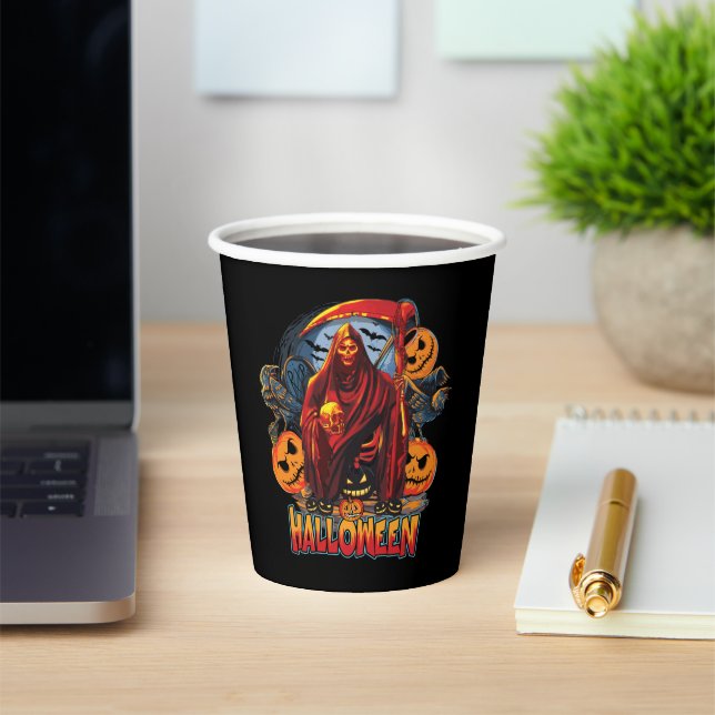 Vasos De Papel Esqueleto malvado de Halloween, Calabaza (in situ)