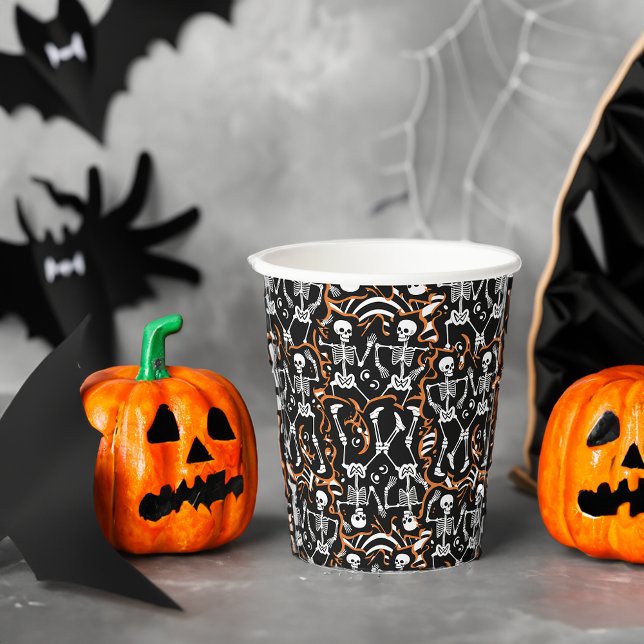 Vasos De Papel Esqueletos bailando Halloween o Día de los Muertos (Subido por el creador)
