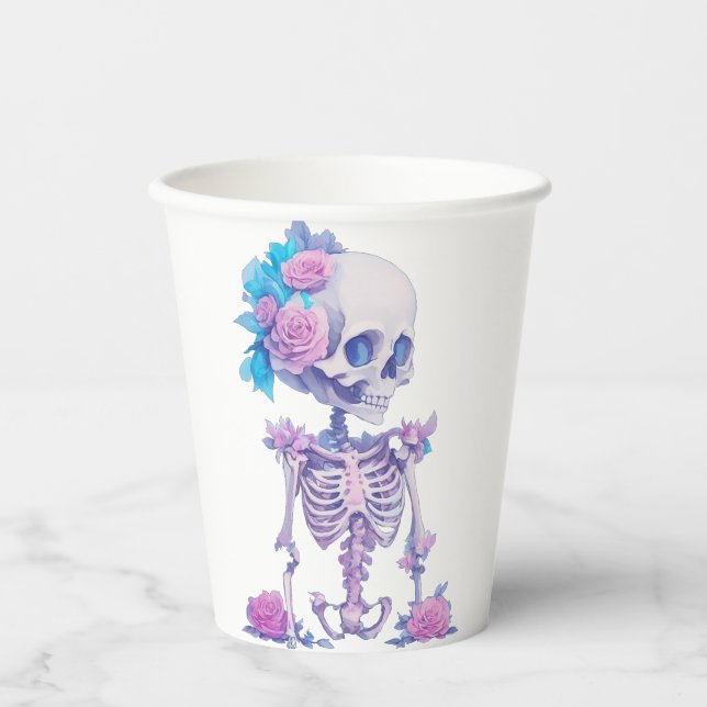 Vasos De Papel Esqueletos de Pastelloween (Anverso)