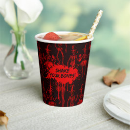 Vasos De Papel Esqueletos divertidos bailando de rojo Patrón de H