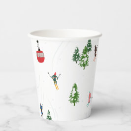 Vasos De Papel Esquí alpino | Invierno de los esquiadores de vaca