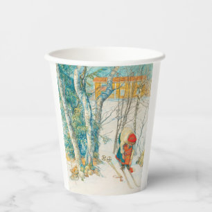 Vasos De Papel Esquí de invierno por Carl Larsson