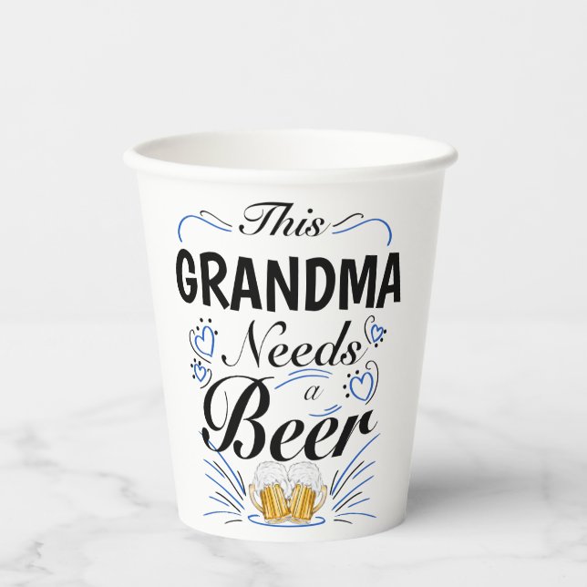 Vasos De Papel Esta abuelita necesita una cerveza, divertida abue (Anverso)