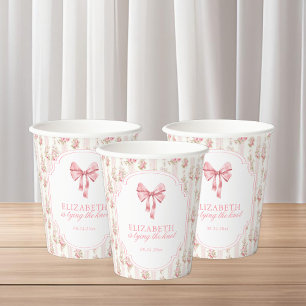 Vasos De Papel Está Atando el Lazo Coquette Despedida de Soltera