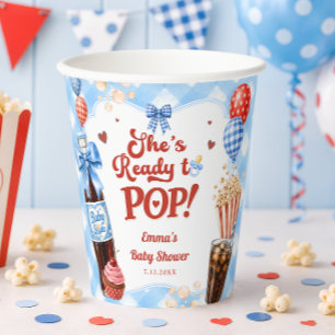Vasos De Papel Está Lista para Estallar Soda Azul Gingham Baby Sh