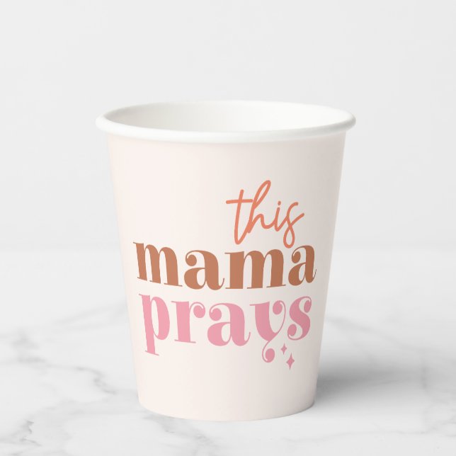 Vasos De Papel Esta mamá reza - Diseño rústico de Boho (Anverso)